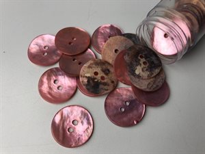 Farvet perlemor knap - lyserød, 20 mm